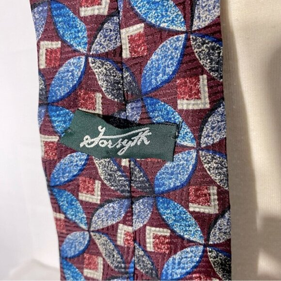 Vintage Forsyth Blue Red Geometric Print Tie - Picture 5 of 9